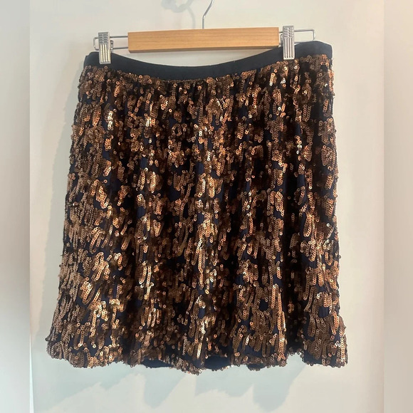 J. Crew Dresses & Skirts - J CREW WOMENS NAVY BLUE WITH COPPER SEQUINS SKIRT